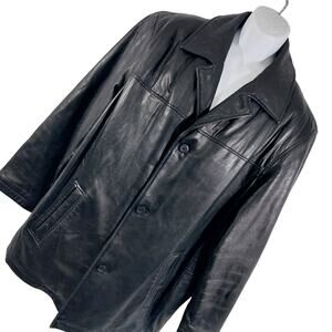 U.S. POLO ASSOC! RICH BLACK GENUINE LEATHER THERMAL LINED, HEAVY JACKET! SZ XL